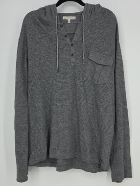 Calvin Klein Jeans Heather Gray Hooded Henley Sweatshirt